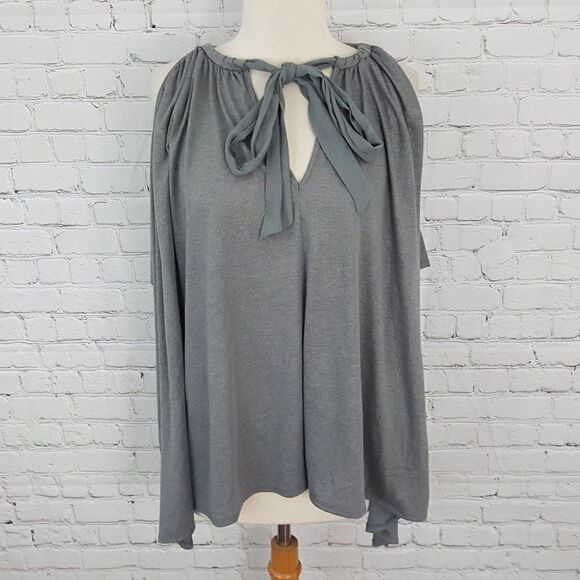 DELETTA Tulay Gray Cold Shoulder Top Shirt XS S - ANTHROPOLOGIE Condition - Picture 4 of 8